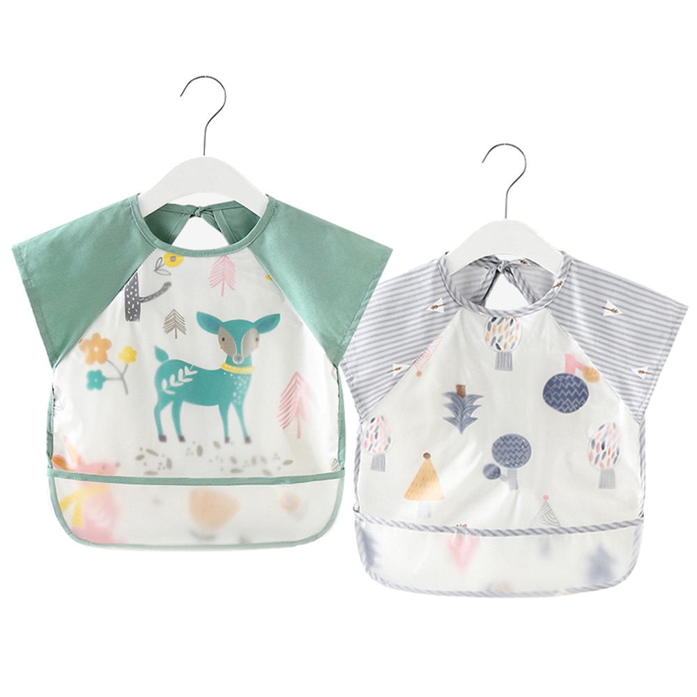 Waterproof Baby Bibs 100% TPU Coating Feeding Cloth Bibs Washable Saliva Towel With Food Catcher for Baby Unisex Baby Towel