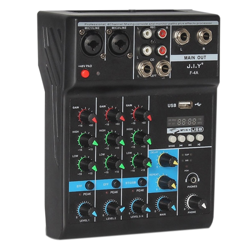 Professional 4 Channel Bluetooth Mixer O Mixing DJ Console With Reverb Effect For Home Karaoke USB Live Stage KTV