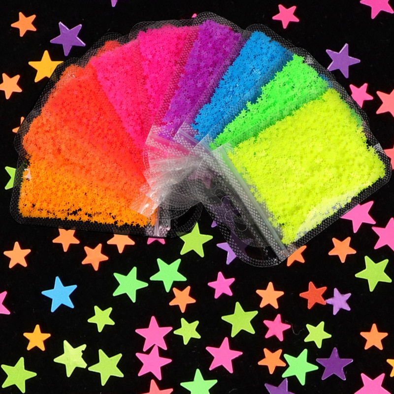 Fluorescent Star Sequins Pendant Colorful Star Confetti Sequin Star Sprinkles Jewelry Making Resin Art Supplies Glitter