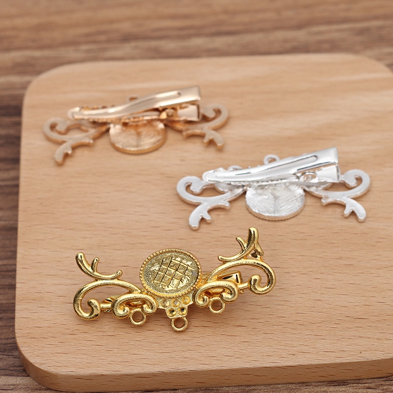 10 PCS 20*49mm Metal Alloy Flowers Hair Clip Base DIY Handmade Hairpin Accessories For Jewelry Making