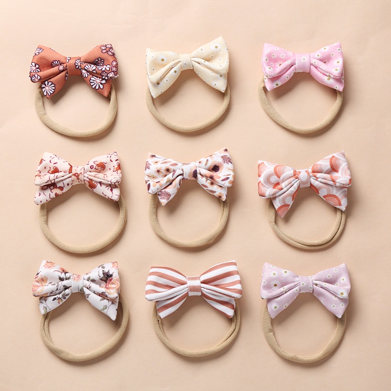 Headband Baby Girl Floral Printing Hairbands Toddler Accessories Hair Bow Kawaii For Children Traceless Newborn Infant Bandage