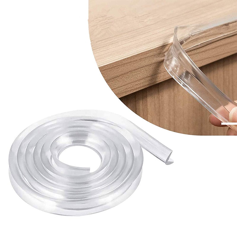 2M Transparent Table Edge Furniture Guard Corner Protectors Bumper Strip with Double-Sided Tape For Cabinets Tables Drawers