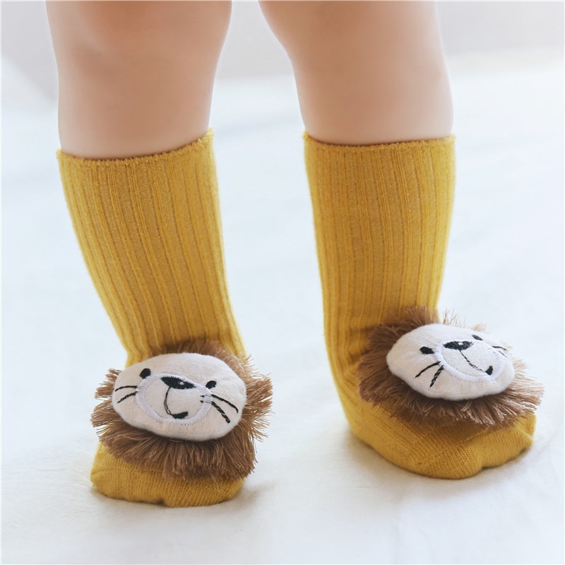 Cute Cartoon Animal Baby Socks for Boy Girl Winter Spring Soft Cotton Bear Cat Elephant Anti Slip Soled Newborn Toddler Socks