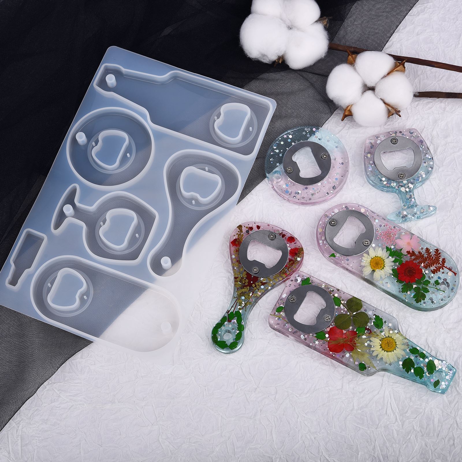 1 Set Bottle Opener Silicone Mold DIY Crystal Epoxy Resin Casting Mould Beer Opener Handmade Crafts Jewelry Making Tools