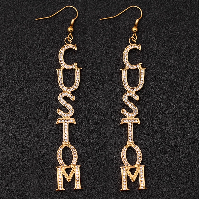 Custom Zircon Earrings for Women Girls Personalized Custom Name Hiphop Sexy Drop Earrings Party Jewelry
