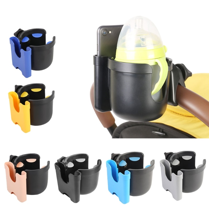 2 in 1 Baby Stroller Cup Holder + Phone Holder troller Accessories for Milk Bottles Rack Bicycle Bike Bottle Holder G99C