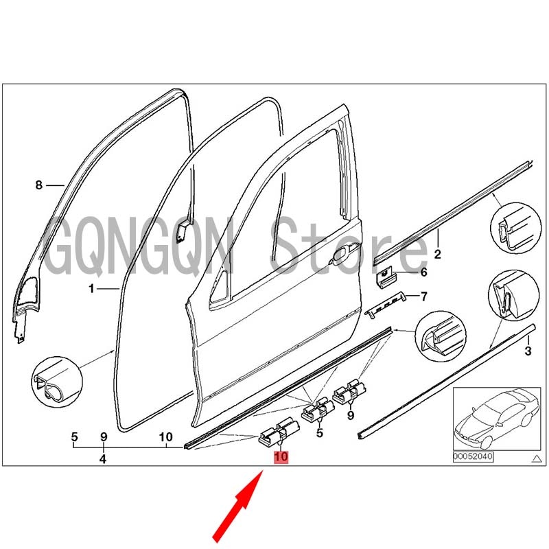 CAR clip clip bm wE53 X5 3.0D M57 E53 X5 3.0D M57N E53 X5 4.4I M62 Front bumper bracket Front bumper clip Front bumper base