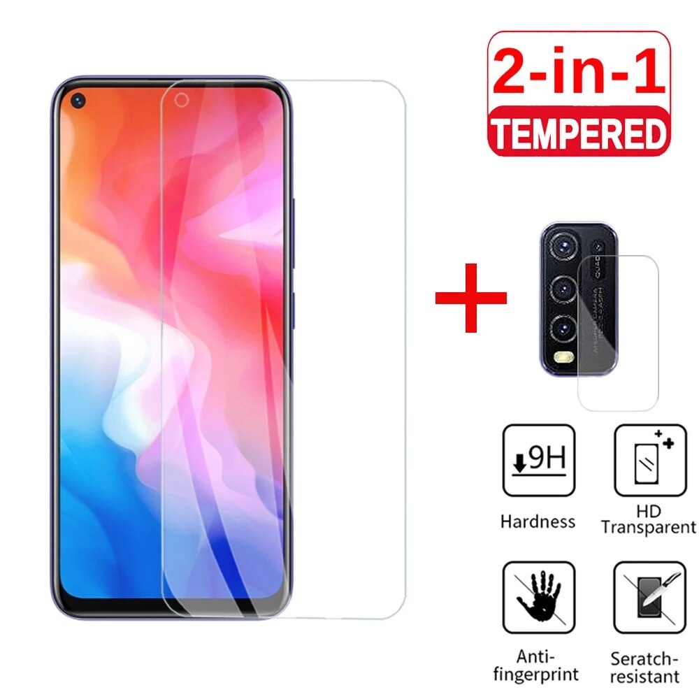 2 in1 For vivo y30 y50 y 30 50 tempered glass camera lens screen protector for Vivo Y30 Y50 Y 30 50 Protective Glass