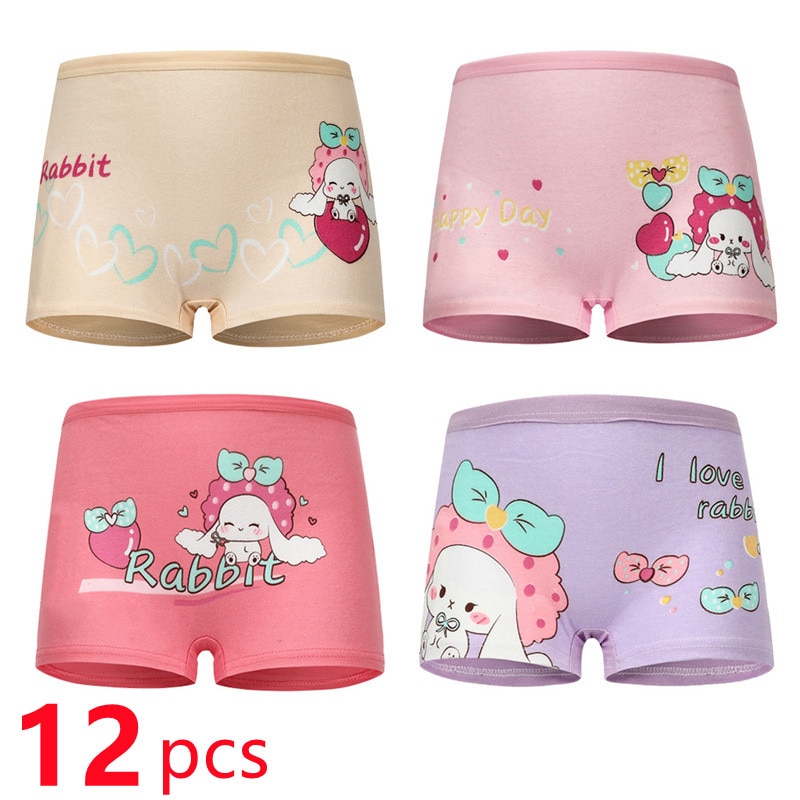 12pcs/lot Baby Girls Panties Cotton Soft Cartoon Child Underwear for Girls Kids Boxer Panties Breathable Teen Children's Br