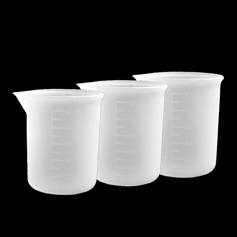3PCS 100ml Silicone Measuring Cups for Resin UV Epoxy Carft Making Paint Art Kitchen Lab