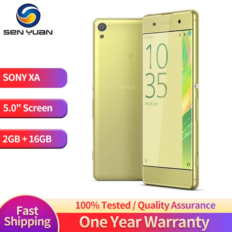 Original Sony Xperia XA F3111 F3112 4G LTE Mobile Phone 5.0'' 2GB RAM 16GB ROM Android SmartPhone 13MP Single/Dual SIM