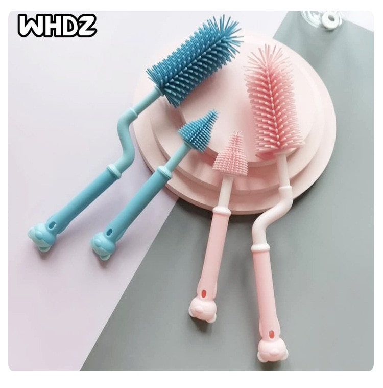 Baby Bottle Brush Small Bottle Silicone Gel Scrubber Cleaner Brushes Set Milk Water Cleaning Kit Cup Clean Cleaning Brush