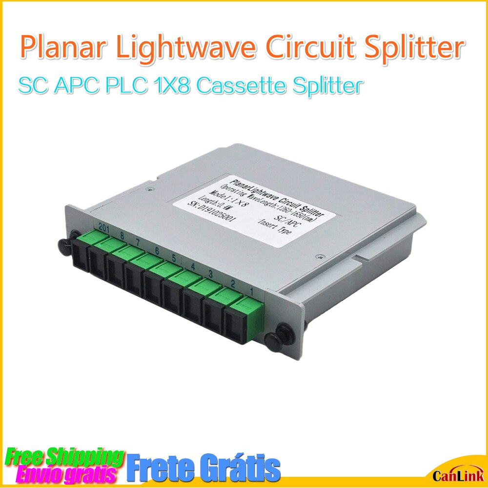 Insert Type 1*8 Single Mode SC-APC FTTH Planar waveguide Lightwave Circuit splitter Optical Cassette Splitter Box 1*8