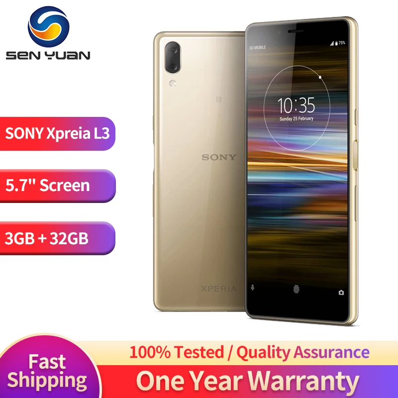 Sony Xperia L3 Octa-core 5.7" 3GB RAM 32GB ROM 13MP+2MP Dual Camera LTE 4G Fingerprint Android Smartphone Unlocked Mobile p