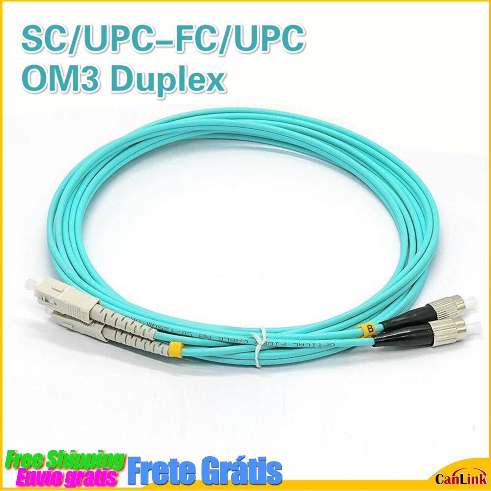 Stock Ready SC/UPC-FC/UPC Multi-Mode OM3 OM3 Fiber Cable Multimode Duplex Fiber Optical Jumper Patch Cord 3M 5M 10M 15M 2Pcs Lot
