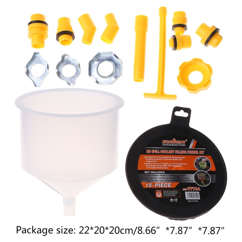 15Pcs Plastic Filling Funnel Spout Pour Oil Tool Spill Proof Coolant Filling Kit D7WD