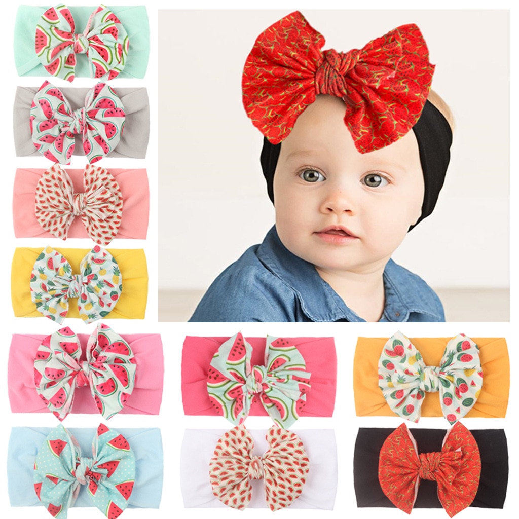 New hot summer fruit series of children's elastic rabbit ears headband watermelon newborn baby knot headwrap hair band