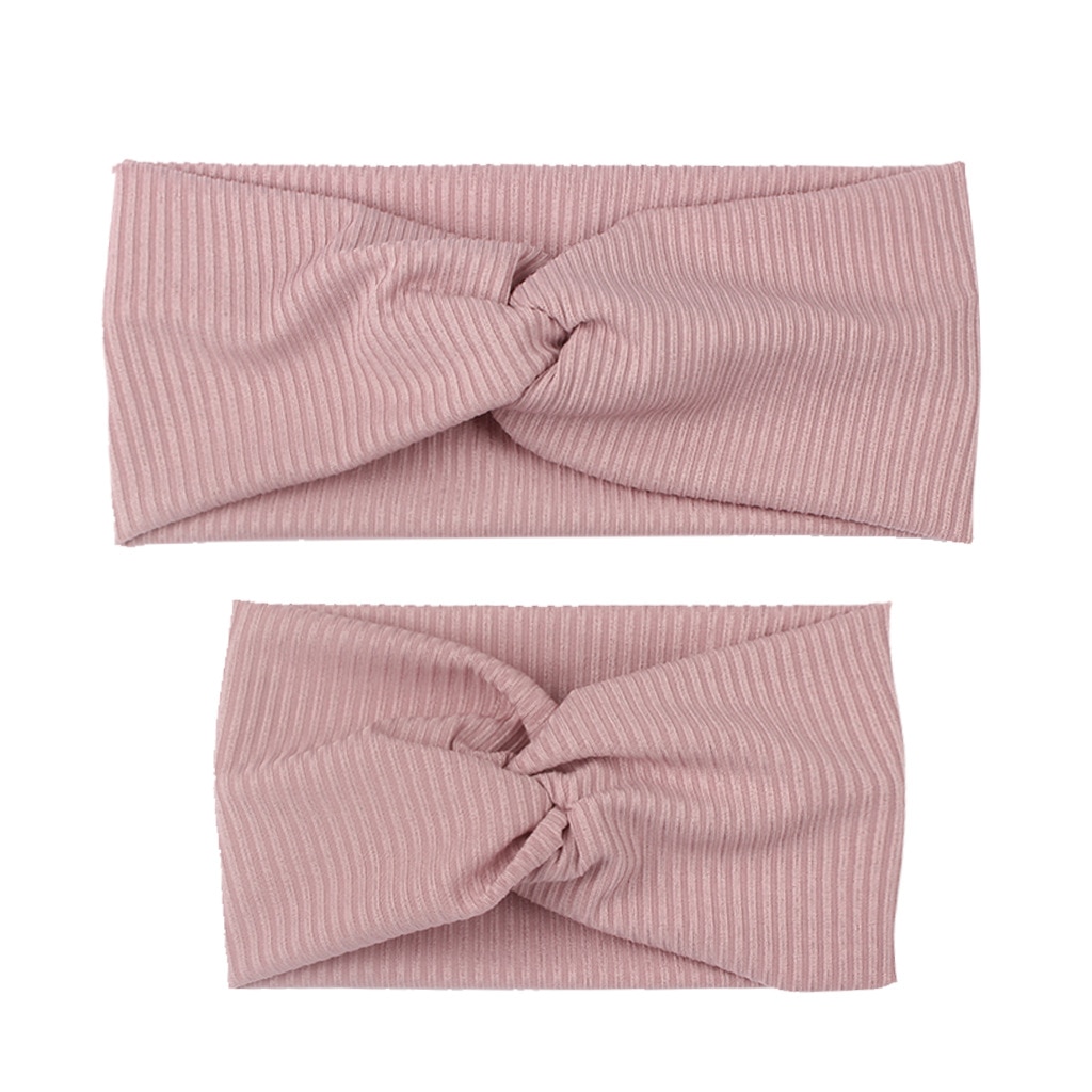 2PCS/Set Mom & Daughter Headband Cross Top Knot Elastic Hair Bands Soft Solid Girls Hairband Hair Twisted Knotted Headwrap