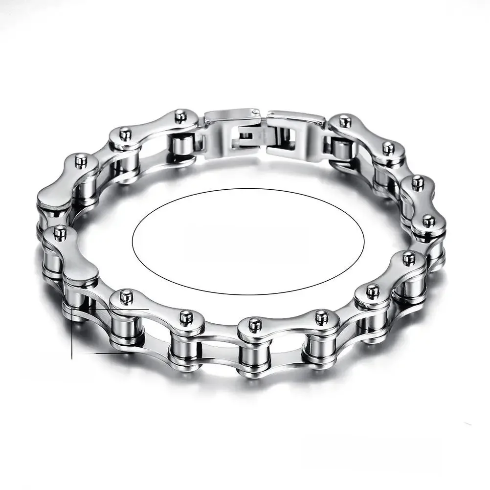 2021 100% New  Punk Stainless Steel Bracelet Men Biker Bicycle Motorcycle Chain Bracelet