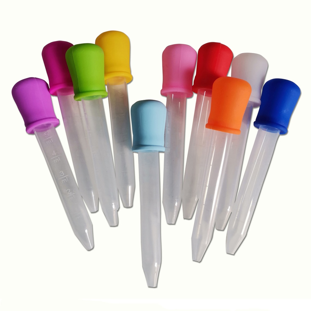6/10pcs 5ml Small Silicone Plastic Pipette Dropper Feeding Medicine Liquid Eye Ear Pipette Dropper School Lab Experiment Supplie