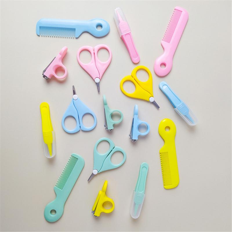 5pcs Baby Nail Clippers Scissors Comb Nail File Nose Clip Daily Care 5 Piece Set Infant Safe Manicure Tool With Box For Dropship