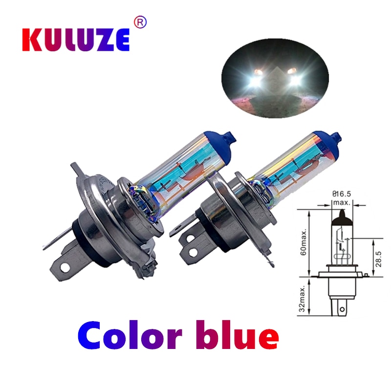 KULUZE 2 Pcs H1 H3 H4 H7 H8 H11 Rainbow Blue Headlamp HB3 HB4 9012 Car Halogen Lamp Upgrade Rain And Fog Proof Light Car Bulb