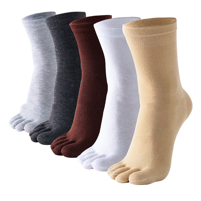 Unisex Solid Color Man Toe Socks Women High Quality Combed Cotton Black Harajuku Japanese Kimono Flip Flop 5 Finger Socks