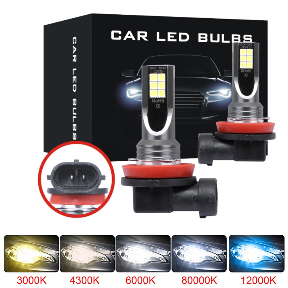 2Pcs LED H7 H4 H11 H3 H1 H8 Bulb Super Bright CSP Car Fog Lights Headlight 12V 24V 8000K 6000K White Driving Day Running Lamp