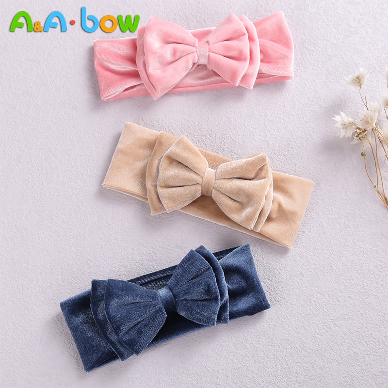 New Velvet Baby Headband Turban Big Bowknot Baby Girl Headband For Newborn Bow Hair Band Children Kid Head Wrap Hair Accessori