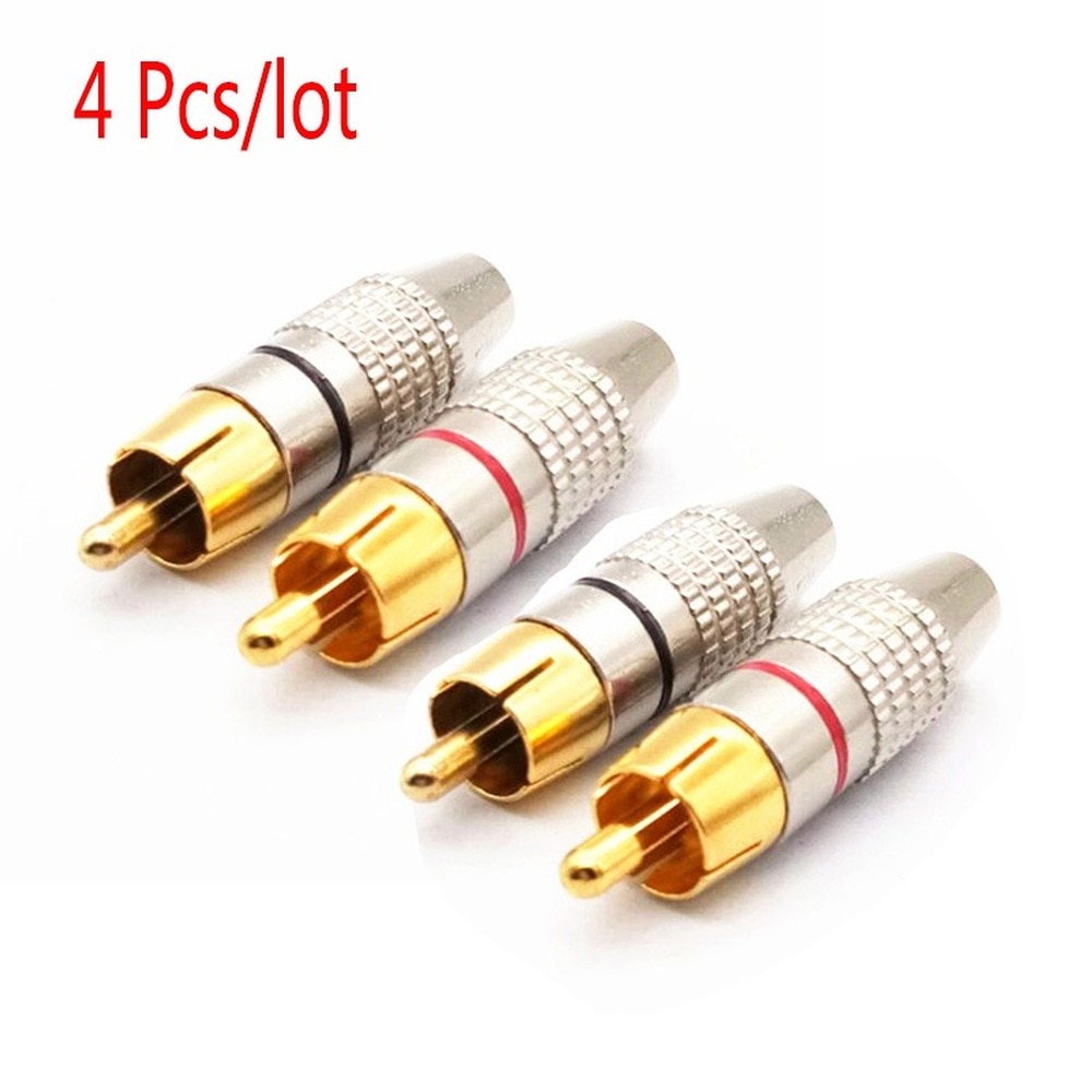 Gold Plated RCA Male Plug RCA Plug Video Locking Cable Connector for Coaxial Cable Balck Red Wholesale