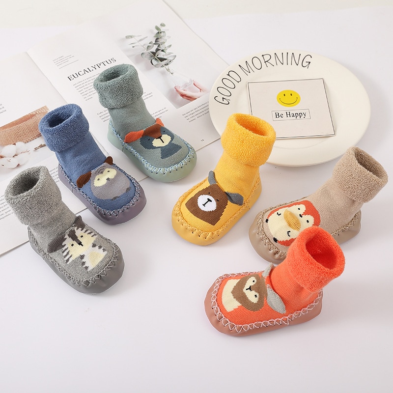 Toddler Socks With Rubber Soles For Toddlers Kids Socks Baby Boys Sock Shoes Warm Terry Thicken Slippers Infants Girl Winter
