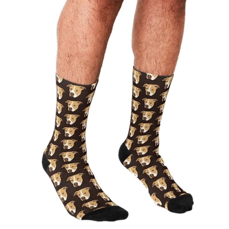 2021 Funny Men's socks Patty the Pitbull Pattern Printed hip hop Men Happy Socks cute boys street style Crazy Socks for men