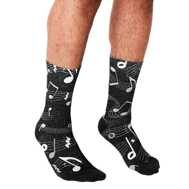 2021 Funny Men's socks Musical Notes Pattern Printed hip hop Men Happy Socks cute boys street style Crazy Socks for men