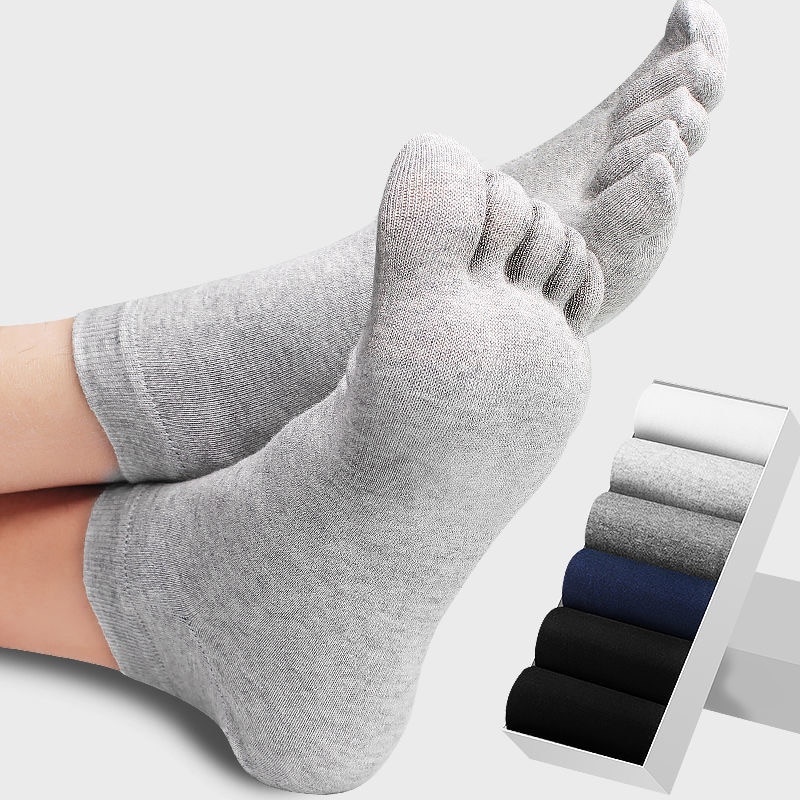 5 Pairs/Lot Women Men's Five Toe Socks Set Spring Winter High Quality Cotton Business Black Tabi Short Socks for Male Big S