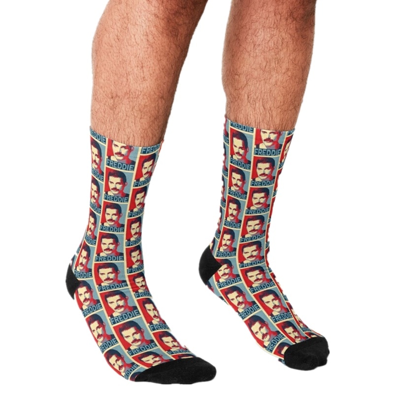 Funny Freddie Mercury Men's socks Freddie face Printed hip hop Men Happy Socks boys street style Crazy Socks for men