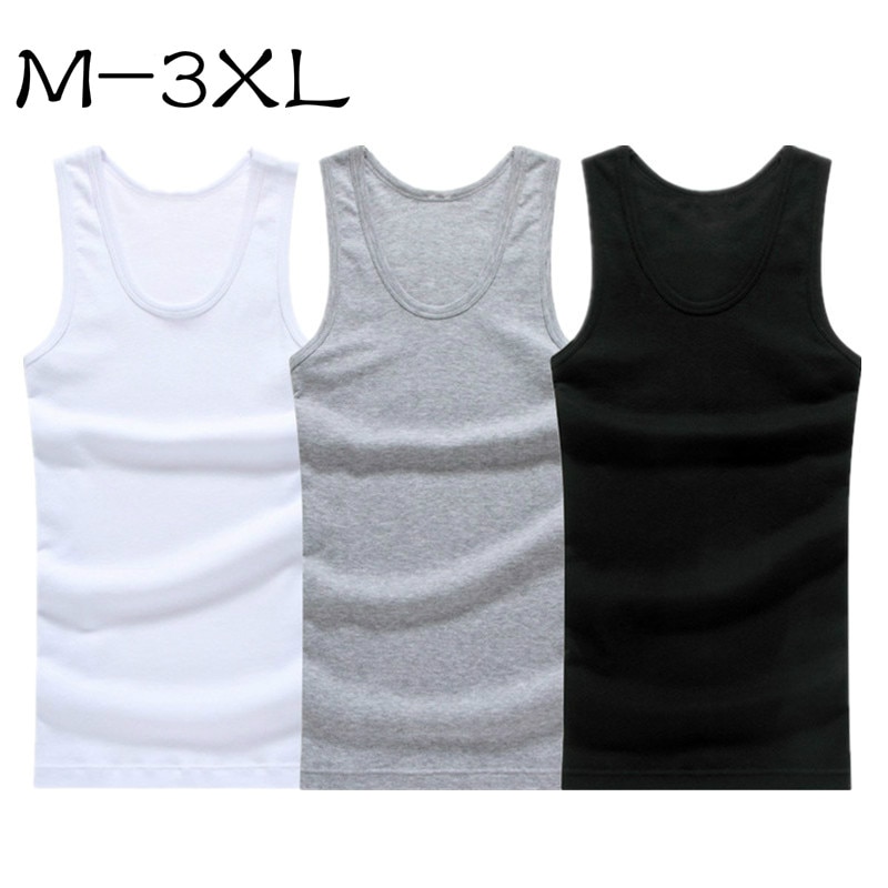 M-XXXL 3pcs Cotton Mens Underwear Sleeveless Solid Muscle Vest Undershirts neck Gymclothing Tank Top shirt Men Grey White Black