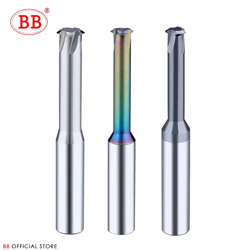 BB 1 Tooth Thread Milling Cutter Tungsten Carbide Steel CNC Machining Aluminum 60 Degree M1.2 M1.6