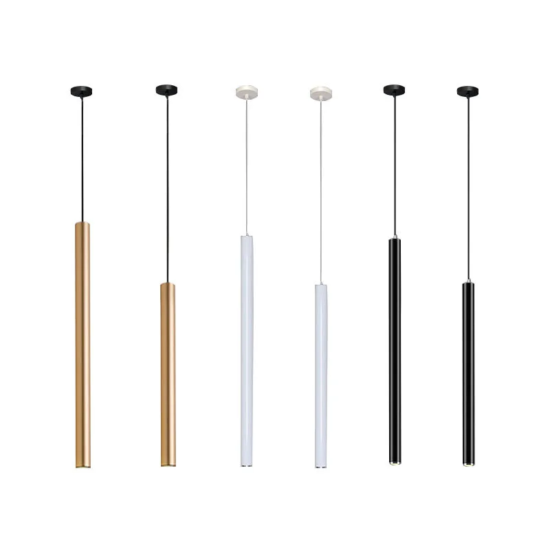Nordic Long Tube Dimmable 7W 12W Pendant Lights Hanging Kitchen Light Length Adjustable Home Dining