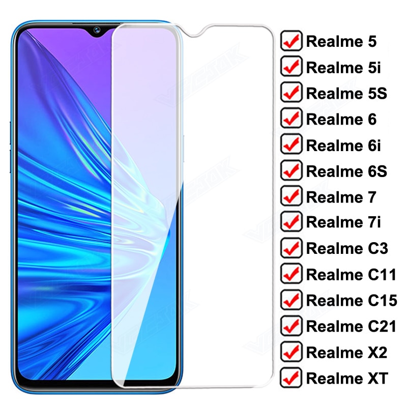 9D Protection Glass For Realme 5 6 Pro 7 Asia 5i 6i 7i Tempered Screen Protector For Realme C3 C3i C11 C15 C21 X2 XT Glass Film