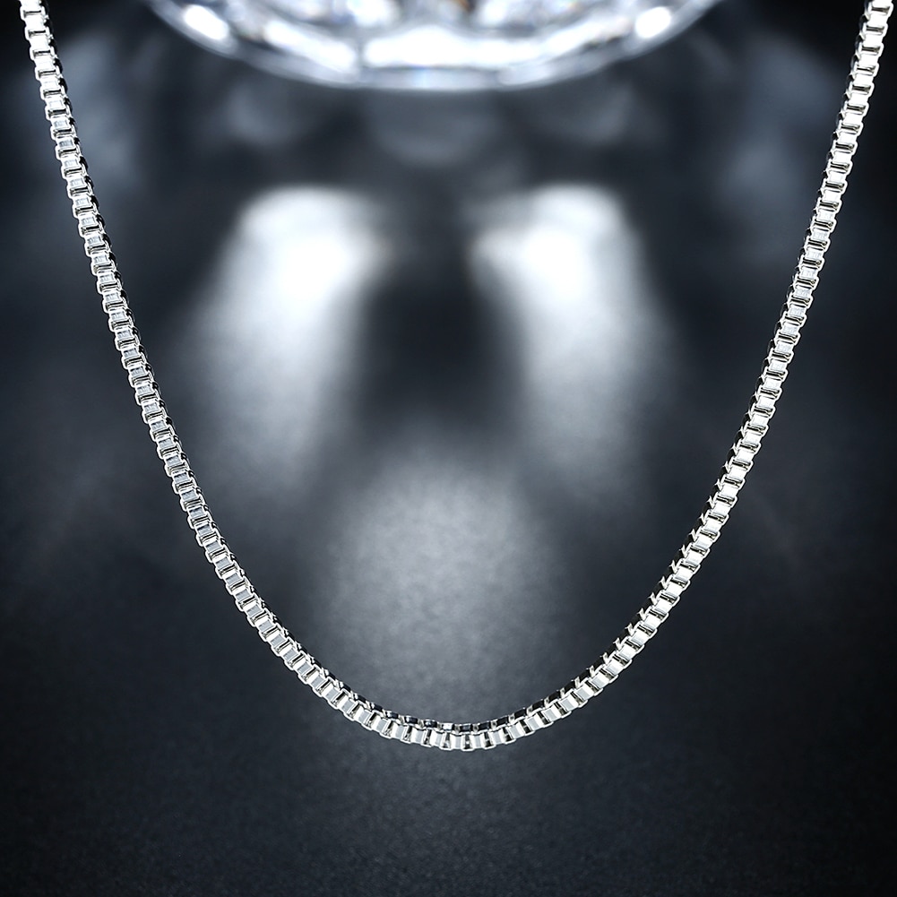 Hot 925 Sterling Silver Necklace 16-24 inches fine 2MM Box chain For man Women high quality Fashion party Jewelry Gifts