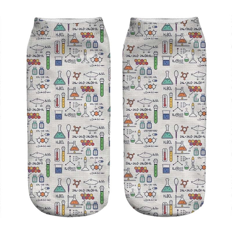 2021 Women's socks kawaii Amazing Chemistry Printed Socks Woman harajuku Happy Funny Novelty cute girl gift Socks for women