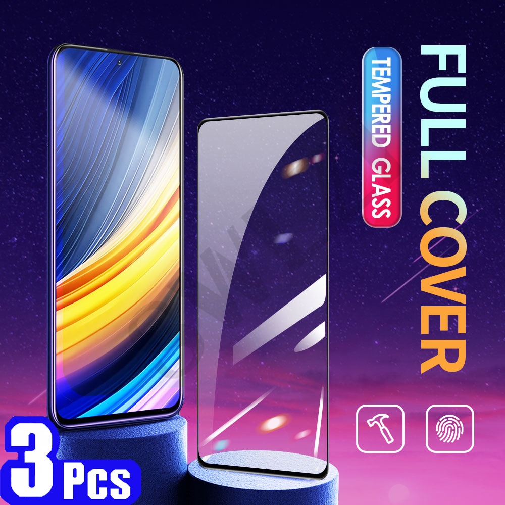 3/5Pcs full cover for Xiaomi pocophone F1 POCO F2 X3 M2 M3 pro F3 GT X2 C3 tempered glass screen protector phone protective film