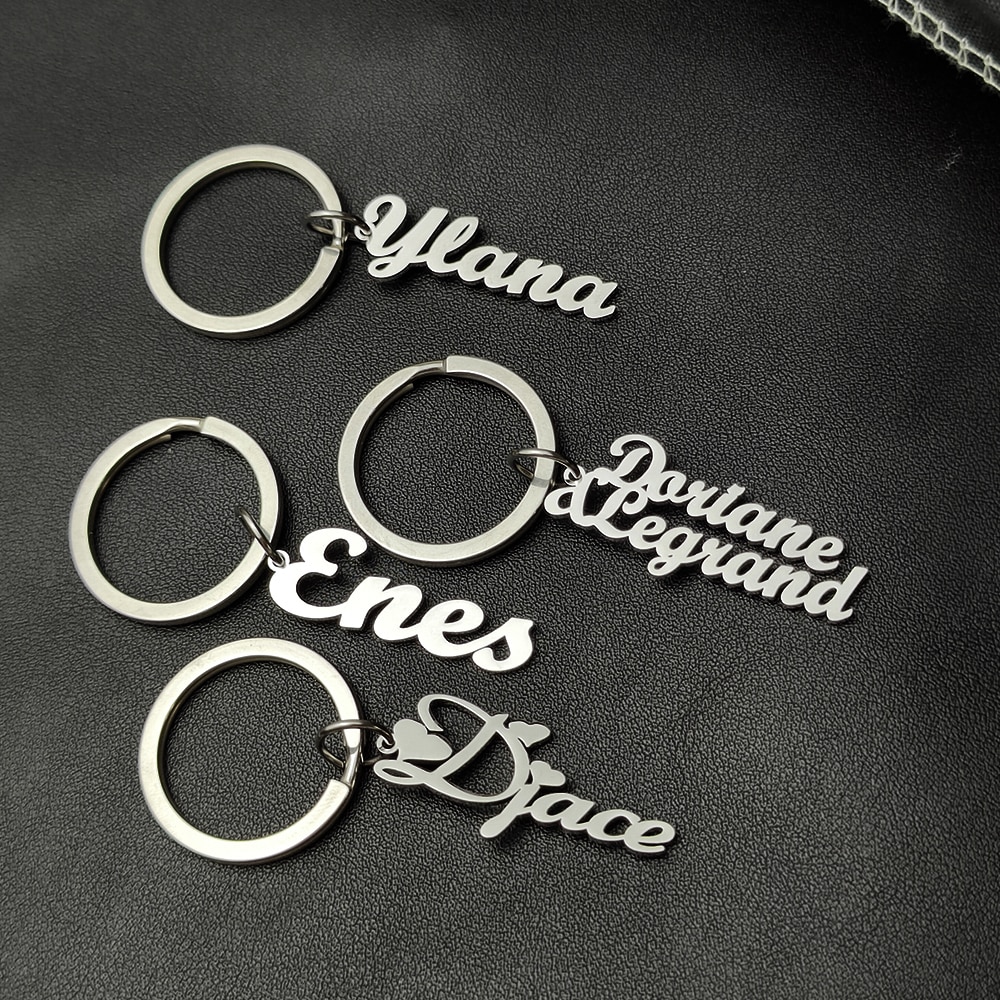 Sherman Personalized Name Keychain Fashion Car Key Accessories Stainless Steel Jewelry Simple Keychain