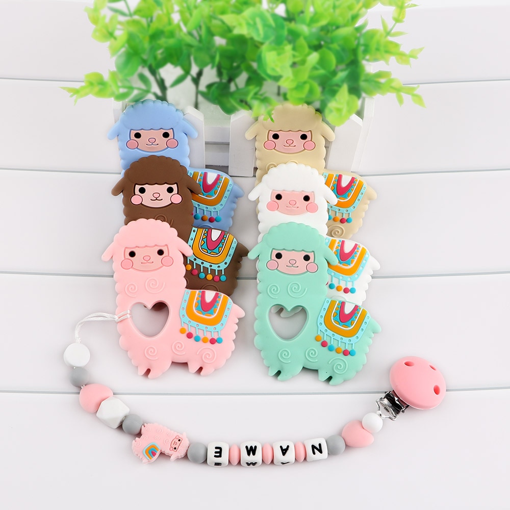 Kovict 1pcs Alpacas Silicone Teether Animal Molar Teether DIY Pacifier Chain Jewelry Accessories Chewable Nursing Baby Toys