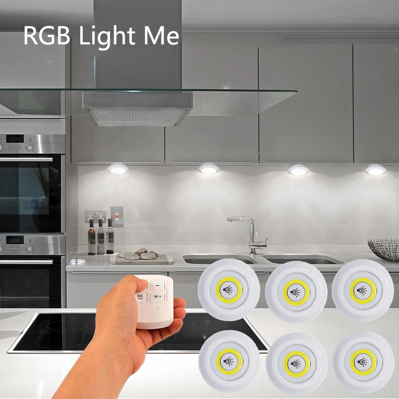 Smart Wireless Led Light Kitchen Under Furniture Dimmable Lamps Bedroom Wardrobe Lighting Round with