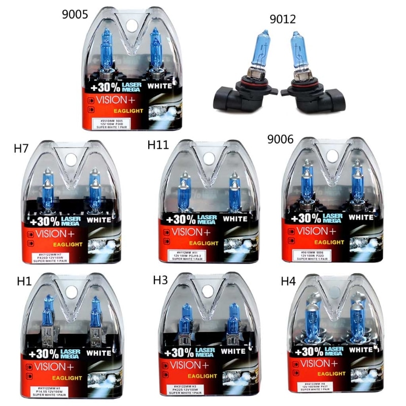 Super White Headlights Compatible with Car UV-resistant 12V100W Ultra-white Lamp Quartz Glass Stainless Steel Base