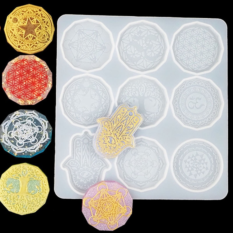 Flower of Life Pendant Resin Mold for Necklace Earrings Silicone Mould DIY Crafts Casting Tool