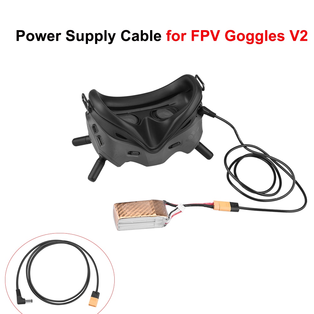 for DJI FPV Goggles V2 Power Cable XT60 121cm XT60 Plug Supply Connect Battery Wear Resistance Anti-aging for FPV Accessory