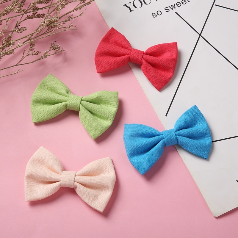 Baby Bows Hair Clips For Girl Hairpins Children Princess Accessories Cotton Linen Infant Basic Barrette Prendedor De Cabelo 2Pcs