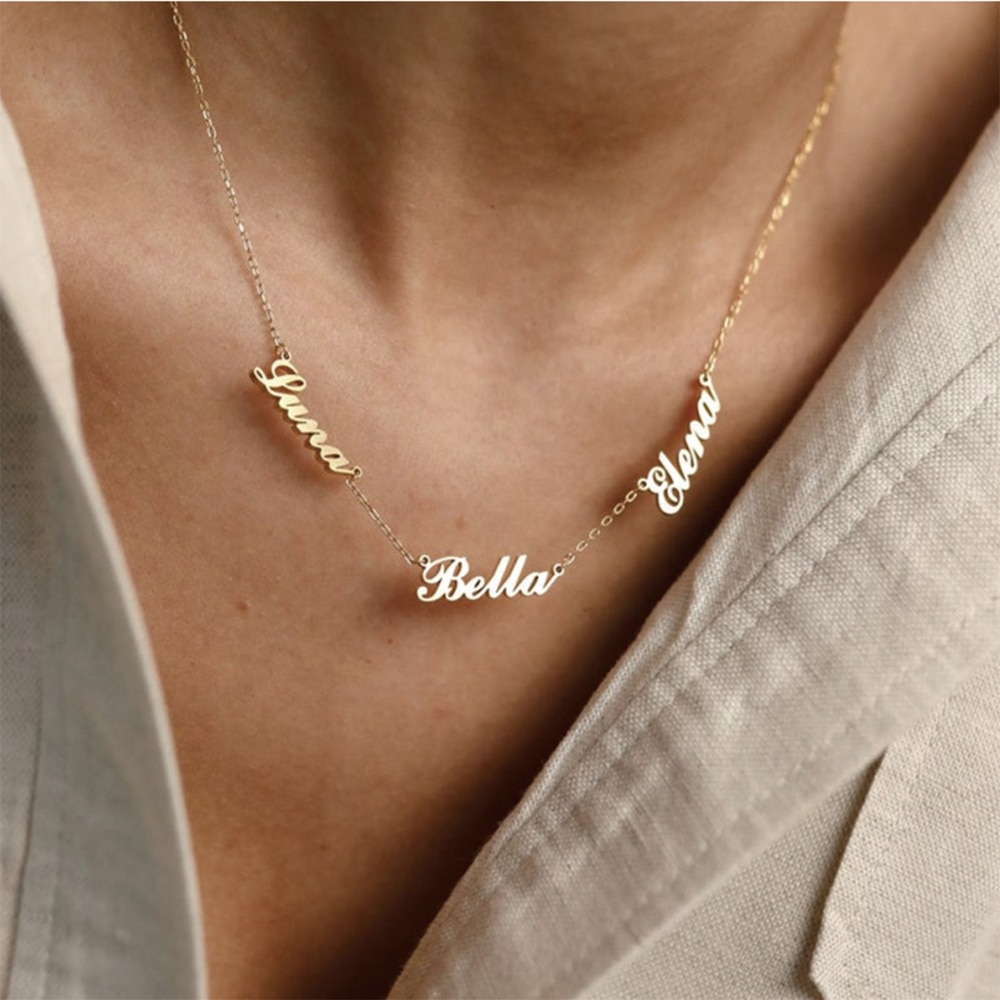 Sherman Personalized Custom Name Necklace Stainless Steel Multiple Names Nameplate Pendant Necklaces for Women Jewelry Gifts